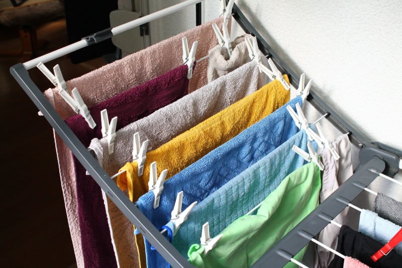 Hang clothes to dry instead of using the dryer