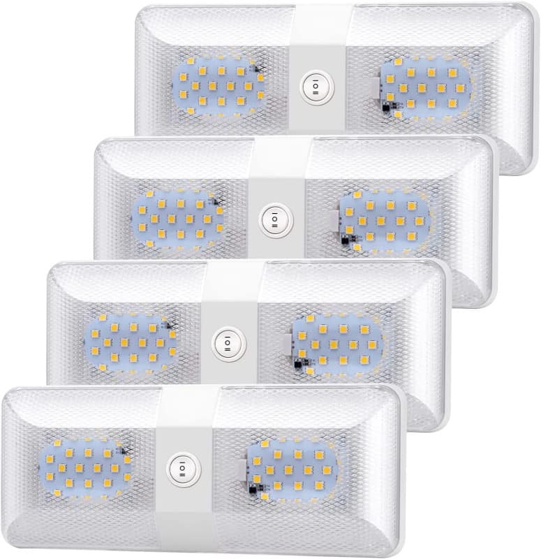 BlueFire 4 Pack Upgraded Super Bright DC 12V Led RV Ceiling Double Dome Light Review